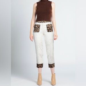 Authentic Dolce & Gabbana Leopard Accent White Cropped Pants
